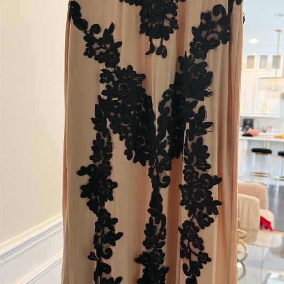 Jovani Tan and Cream Plunge Neck Prom Gown - Picture 8 of 10